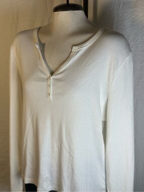 Harold’s White Henley Top XL 100% Cotton Long Sleeve Casual Basic Tee